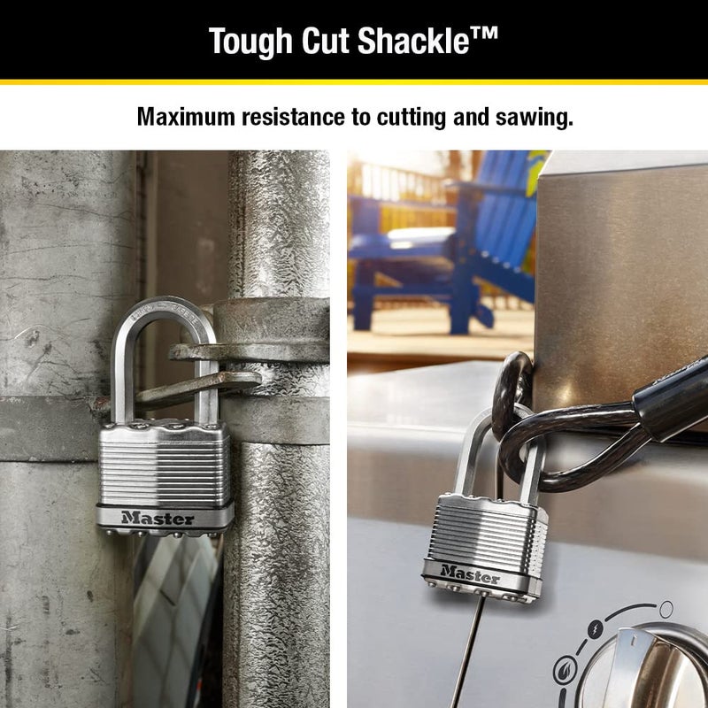 Master Lock M5XTRILF Magnum Heavy Duty Outdoor Padlock with Key, 3 Pack Keyed-Alike Silver - Image 3